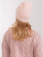 Pletená čiapka v prachovo ružovej farbe s kamienkami
