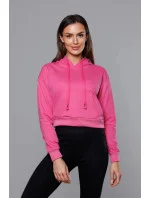 Krátka ružová tepláková mikina s kapucňou (8B939-19) Krátka ružová tepláková mikina s kapucňou (8B939-19)