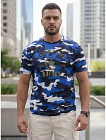 Pánske tričko s potlačou v kamuflážovom vzore, modré, FashionStreet NX2002R Pánske tričko s potlačou v kamuflážovom vzore, modré, FashionStreet NX2002R