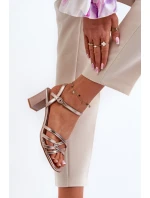 Sandały Damskie Na Słupku Sergio Leone SK065 Złote