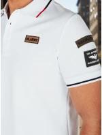 Pánske polo tričko so záplatami biele FashionStreet PX0635 Pánske polo tričko so záplatami biele FashionStreet PX0635