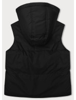 Krátka čierna dámska vesta s kapucňou J Style (5M3151-392)