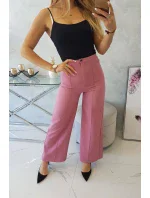 Široké nohavice tmavo ružové