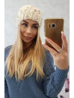 Fleecová čiapka Roksana K209 ecru