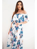Dámske viskózové šaty Carmen s kvetinovým vzorom denim