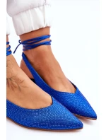 Wiązane Baleriny Z Dżetami Niebieskie Mavis