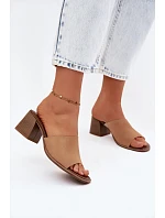 Dámske semišové kožené papuče na podpätku Zazoo 40519 dark beige Dámske semišové kožené papuče na podpätku Zazoo 40519 dark beige