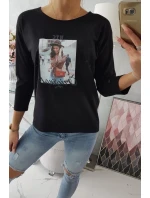 Blúzka s potlačou Originálna čierna