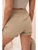 Dámske bavlnené šortky s elastickým pásom camel