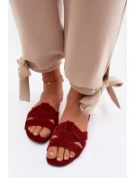 Plochké dámské pantofle s pásky bordové Pavelle