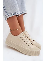 Dámske tenisky na platforme Big Star TT274271 Beige Dámske tenisky na platforme Big Star TT274271 Beige