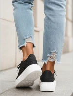 Čierne dámske tenisky na hrubej podrážke zo základnej ekokože ZY1371