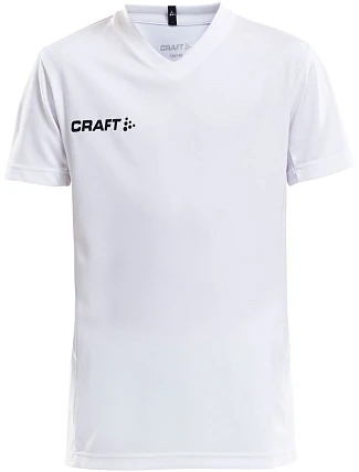 Craft Teamwear Squad Go Jersey Solid Jr Detské športové tričko s výstrihom do V 82.5582 biele Craft Teamwear Squad Go Jersey Solid Jr Detské športové tričko s výstrihom do V 82.5582 biele