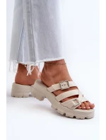 Dámske papuče na nízkom podpätku ZAXY light beige