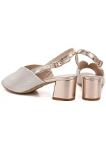 Dámske zlaté sandále na podpätku Sergio Leone SK471