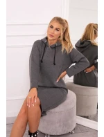 Šaty s kapucňou a bočným rázporkom graphite melange