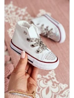 Dziecięce Trampki Z Cyrkoniami Białe Smile