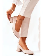 Zamszowe Czółenka Lewski 3118 Beżowe