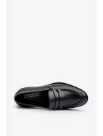 Męskie Skórzane Półbuty Loafersy Zazoo 1570/1 Czarne