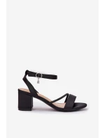 Sandały Damskie Na Słupku Z Cyrkoniami Vinceza 20268 Czarne