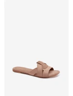 Dámské ploché pantofle s pásky tmavě béžové Pavelle