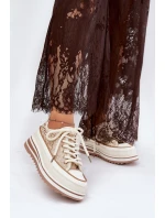 Trampki Damskie Na Masywnej Platformie S.Barski BF51-101 Beżowe