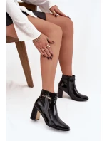 Lakované kozačky na podpatku s páskem černé Dorelia