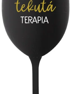 MAMINKINA TEKUTÁ TERAPIA - čierny pohár na víno 350 ml