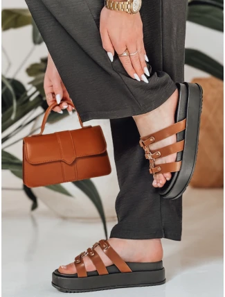 Dámske žabky na platforme PLATOFI camel FashionStreet ZY0880