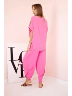 Viskózová blúzka + nohavice ružová