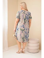 Dámske plus veľkosť viskózové šaty s krátkymi rukávmi a výstrihom na gombíky Fango