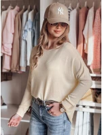 Dámsky nadrozmerný jednoduchý sveter SENZIA peach FashionStreet MY2446