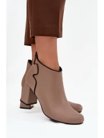 Skórzane Botki Ocieplane Na Słupku Beżowe Ivessara