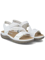 Pohodlné dámske sandále na suchý zips s gumičkami biele Rieker 64870-81 Pohodlné dámske sandále na suchý zips s gumičkami biele Rieker 64870-81