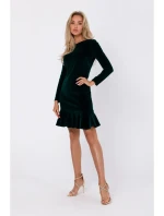 M765 Dress with ruffled bottom hem - green M765 Dress with ruffled bottom hem - green