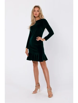 M765 Dress with ruffled bottom hem - green M765 Dress with ruffled bottom hem - green