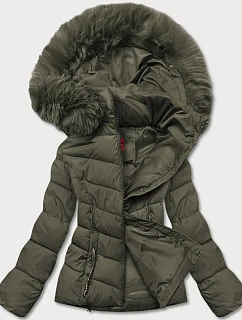 Dámska krátka zimná bunda khaki (TY043-29)