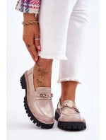 Lakierowane Mokasyny Na Platformie Beżowe Ronin