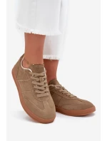 Zamszowe Sneakersy Damskie Big Star SS274675 HI-POLY SYSTEM Beżowe