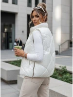 Dámska prešívaná vesta so stojačikom krémová FashionStreet TY3042 Dámska prešívaná vesta so stojačikom krémová FashionStreet TY3042