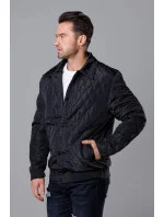 Čierna pánska prešívaná bunda s golierom (58M13081-392) Čierna pánska prešívaná bunda s golierom (58M13081-392)