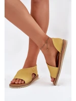 Skórzane Sandały Damskie Artiker 46C1015 Żółte