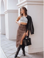TOPAZ hnedá midi sukňa FashionStreet CY0413 TOPAZ hnedá midi sukňa FashionStreet CY0413