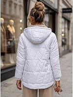 Dámska prešívaná prechodná bunda s kapucňou, biela, FashionStreet TY5781 Dámska prešívaná prechodná bunda s kapucňou, biela, FashionStreet TY5781