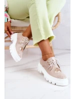 Skórzane Półbuty Z Sercem Beżowe Curtis