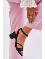 Sandały Damskie Na Słupku Z Cyrkoniami Vinceza 20268 Czarne