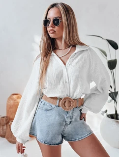 Dámska mušelínová košeľa oversize MUSLINEA biela FashionStreet DY0473