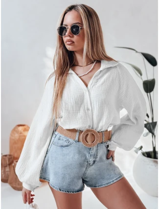 Dámska mušelínová košeľa oversize MUSLINEA biela FashionStreet DY0473