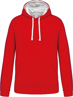 Kariban K 446 Mikina s kapucňou v kontrastných farbách 20.K446 červená/biela