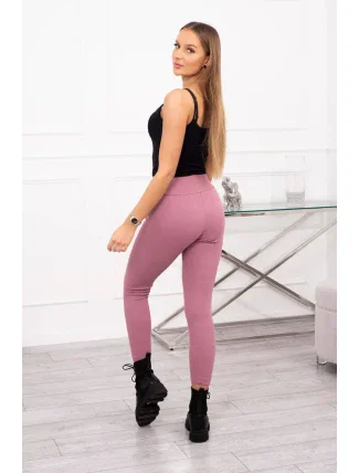 Pruhované legíny s vysokým pásom tmavoružové
